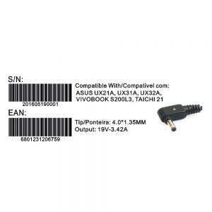 Transformador Compativel 2Hix Asus 19V 3.42A Tip 4.0*1.35 - Image 2