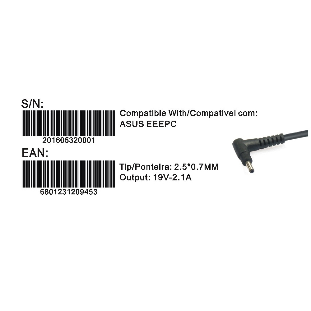 Transformador Compativel 2Hix Asus Eeepc X101H 19V 2.1A 2.5*0.7 - Image 2