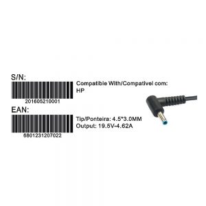 Transformador Compativel 2Hix Hp 19.5V 4.62A Tip 4.5*3.0 Azul - Image 3