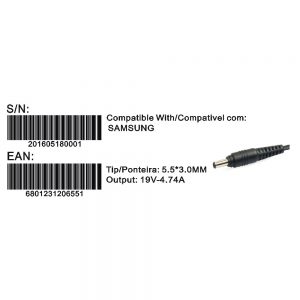 Transformador Compativel 2Hix Samsung 19V 4.74A Tip 5.5*3.0 - Image 5