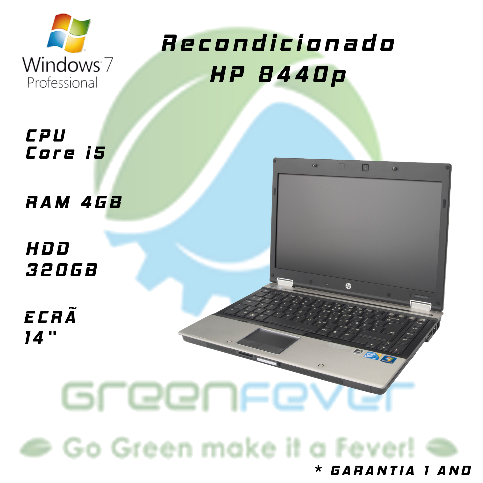 Hp Elitebook 8440P Core I5-M560 2,4Mhz 4Gb 320Gb 14" Win7 Pro