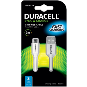 Cabo Duracell Micro Usb 2 Metro White - GreenFever