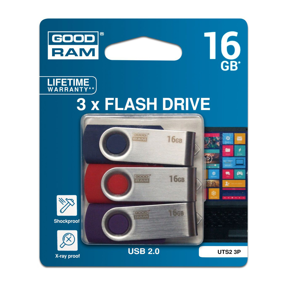 Pen Drive Goodram 16Gb * 3 Twister ( Pack C/3 Unidades) - GreenFever