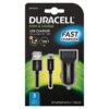 Carregador Isqueiro Duracell 2.4A + Cabo Micro USB 1Mt (PRETO)