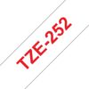 Fita Compatível Brother TZe252 Laminada Texto Vermelho em Fundo Branco   24mm x 8 metros