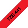 Fita Compatível Brother TZe441  Laminada Texto Preto em Fundo Vermelho  18mm x 8 metros