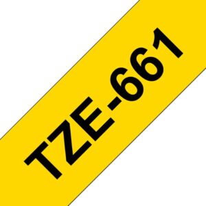 Fita Compatível Brother TZe661  Laminada Texto Preto em Fundo Amarelo  36mm x 8 metros