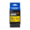 Fita Original Brother TZeS651  Laminada Super Adesiva Texto Preto em Fundo Amarelo 24mm x 8 metros