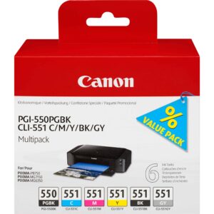 Tinteiro Original Canon PGI550 CLI551 Pack de 6 - 6496B005