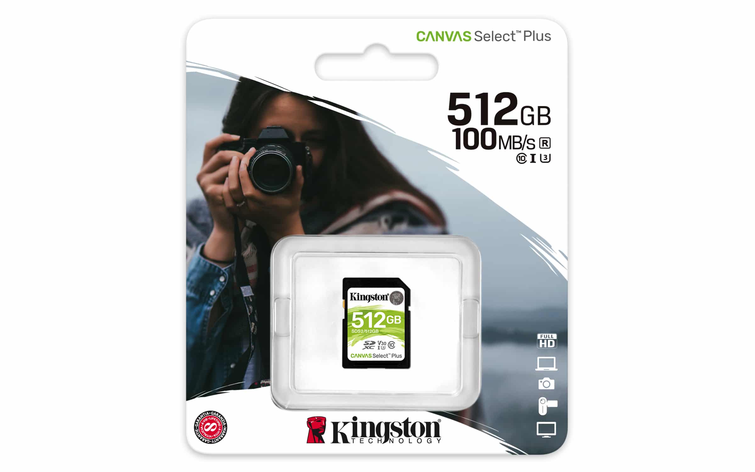 Cartão SD Kingston Canvas Select Plus 512Gb Video Class V30 UHS-I U3 Classe10 - SDXC UHS-I - Image 3