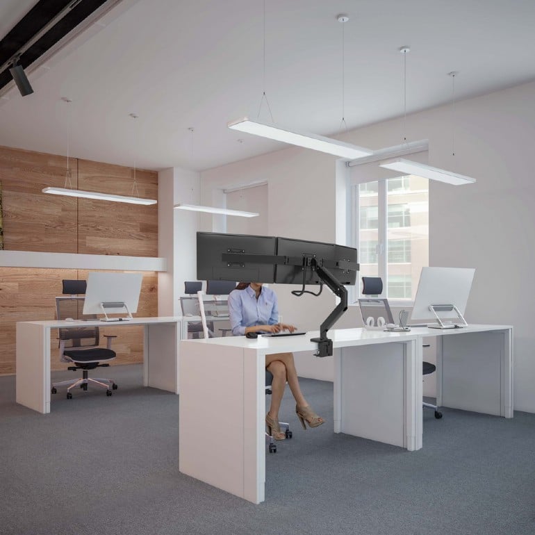 Suporte para 3 Monitores Gembird Ajustável e facilidade de Movimento suporte até 27" e 7 Kg - Image 11