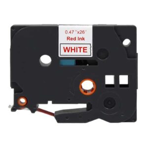 Fita Compatível Brother TZe232  Laminada  Texto Vermelho em Fundo Branco  12mm x 8 metros