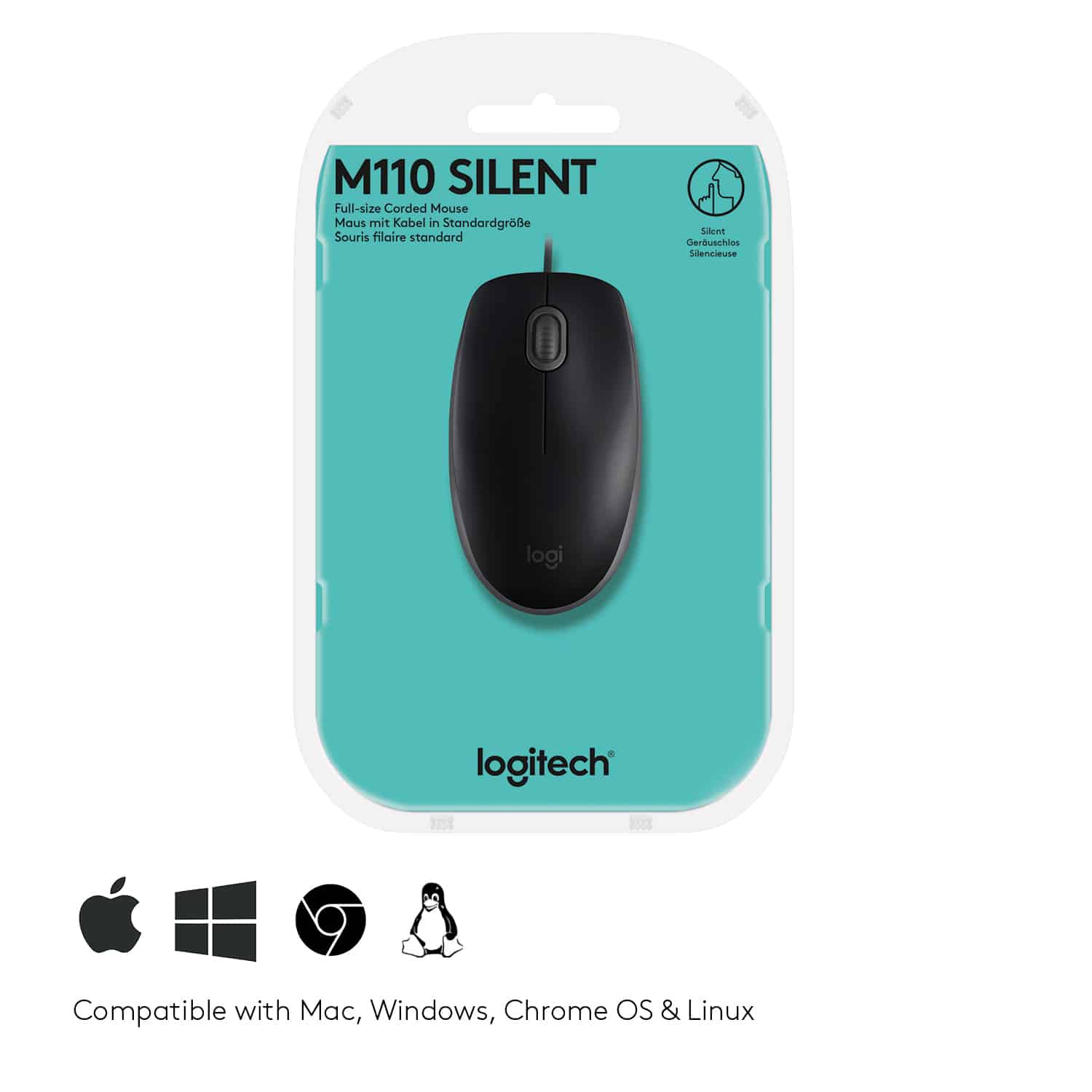 Rato Logitech B110 Silent USB 1000DPI 3 Botões Preto - Image 7