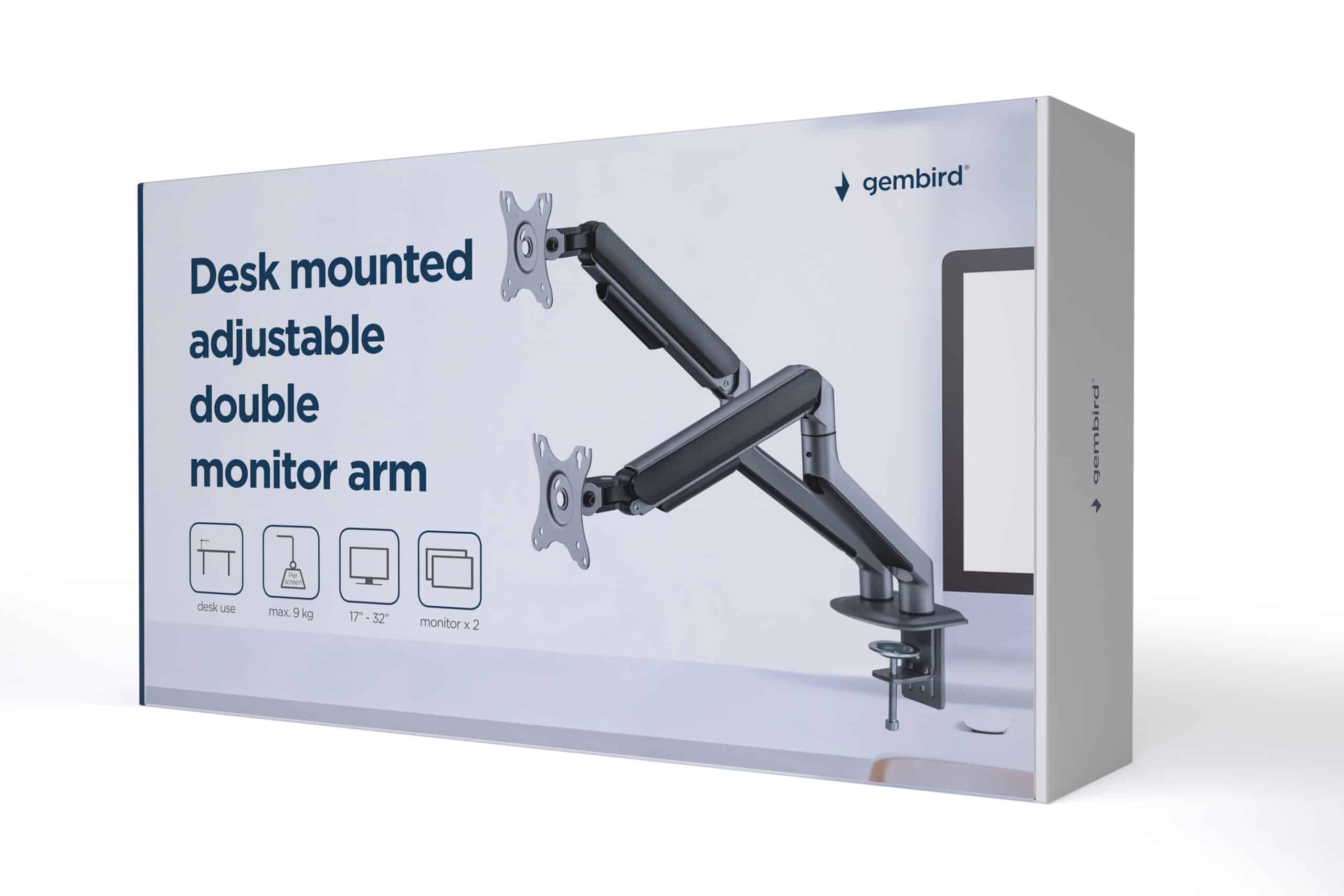 Suporte para 2 Monitores para Secretária 17" a 32" Max 9Kg com Inclinação Full Motion - Image 11