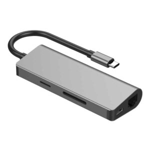 Adaptador - Docking Station Gembird Type-C 5IN1 2*USB HDMI 4K Gigabit Lan Leitor Cartoes e Usb TypeC  PD