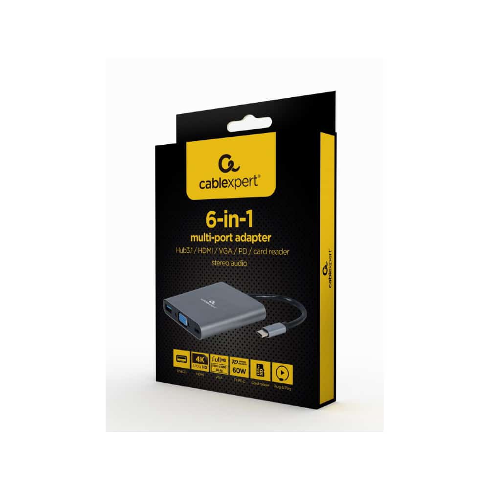 Adaptador - Docking Station Type-C 6IN1 Usb3.1 4k Hdmi VGA Audio Leitor Cartões Usb Type-C - Image 4