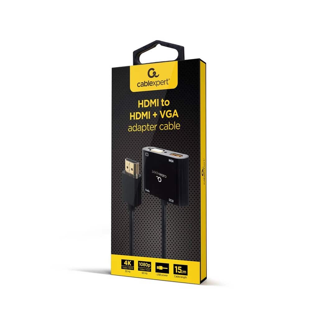 Cabo Adaptador Gembird HDMI Macho para HDMI Fêmea + VGA Fêmea + Cabo Adaptador Audio Preto - Image 3