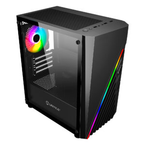 Caixa Gaming Micro Atx Unykach Mini Glayze Lateral Cristal Temperado  USB-A 2.0/3.0 e Audio  1 Ventilador 120mm RGB Instalado
