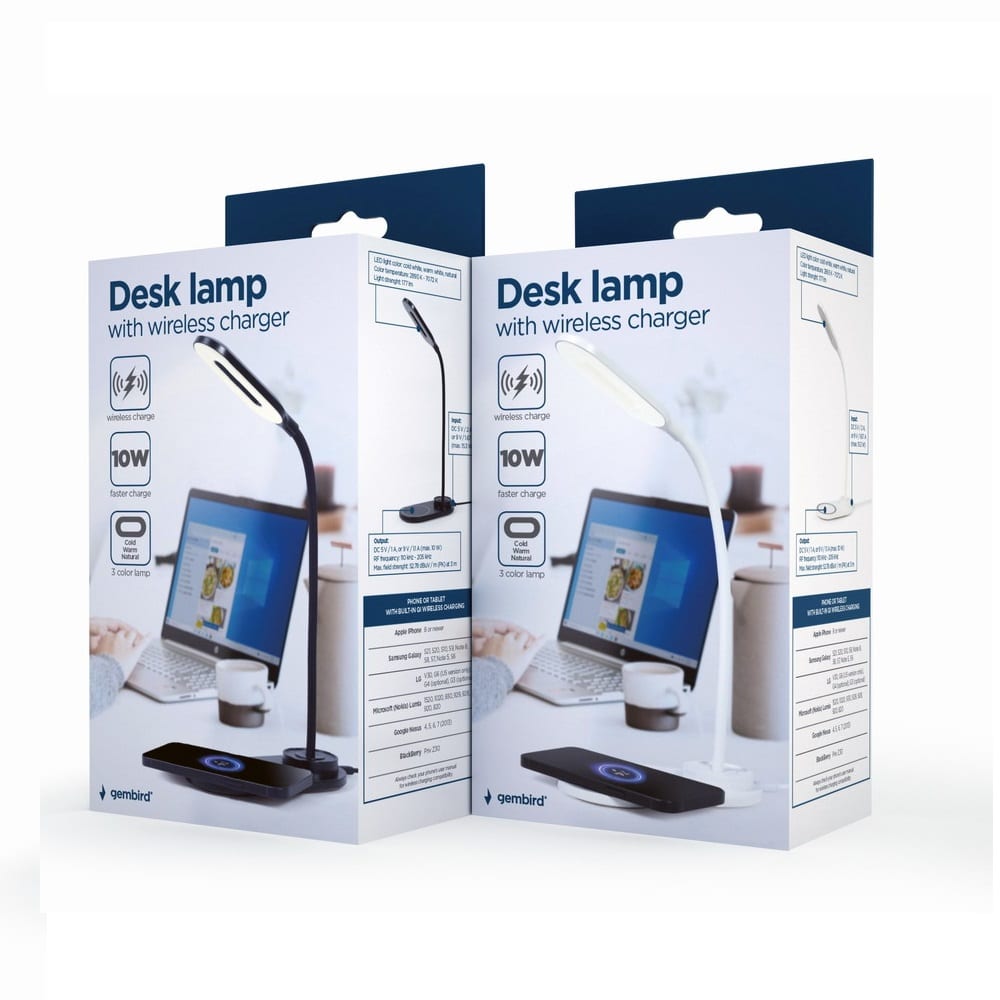 Candeeiro Lâmpada de Mesa Gembird com Carregamento Wireless Preto - Image 4