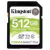 Cartão SD Kingston Canvas Select Plus 512Gb  Video Class V30   UHS-I U3   Classe10 - SDXC UHS-I