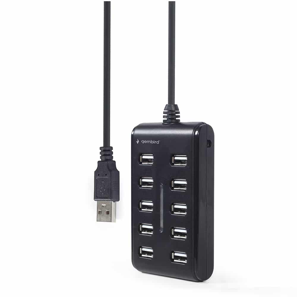 Hub Usb 2.0 Gembird com 10Portas Usb 2.0 Preto