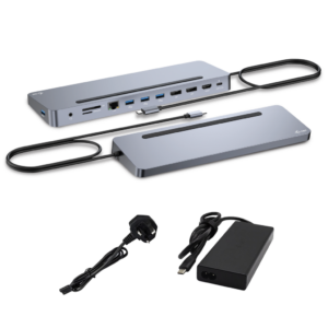 Docking Station I-TEC USB-C Metal   2xDP 4K 1xHDMI 4K  3xUsb3.2 1xRJ45 1xLeitor cartões 1xAudio com PD inclui carregador 100 W inclui carregador