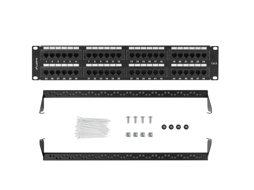 Patch Panel Lanberg 48 Portas 2U 19" Cat.6 Preto