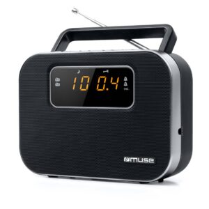 Rádio Digital Portátil  MUSE M-081 Com Relogio Preto