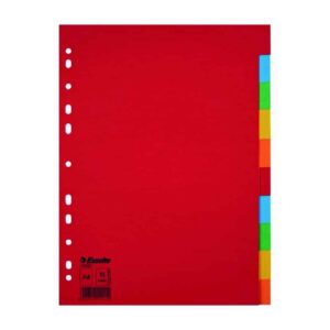 Separadores Esselte Cartão A4 10 Abas 5 Cores sem Capa Índice