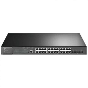 Switch TP-Link JetStream 24Portas Gigabit  4Portas 10GE SFP+ Interrup. gerenciado c/ PoE+ 24 portas