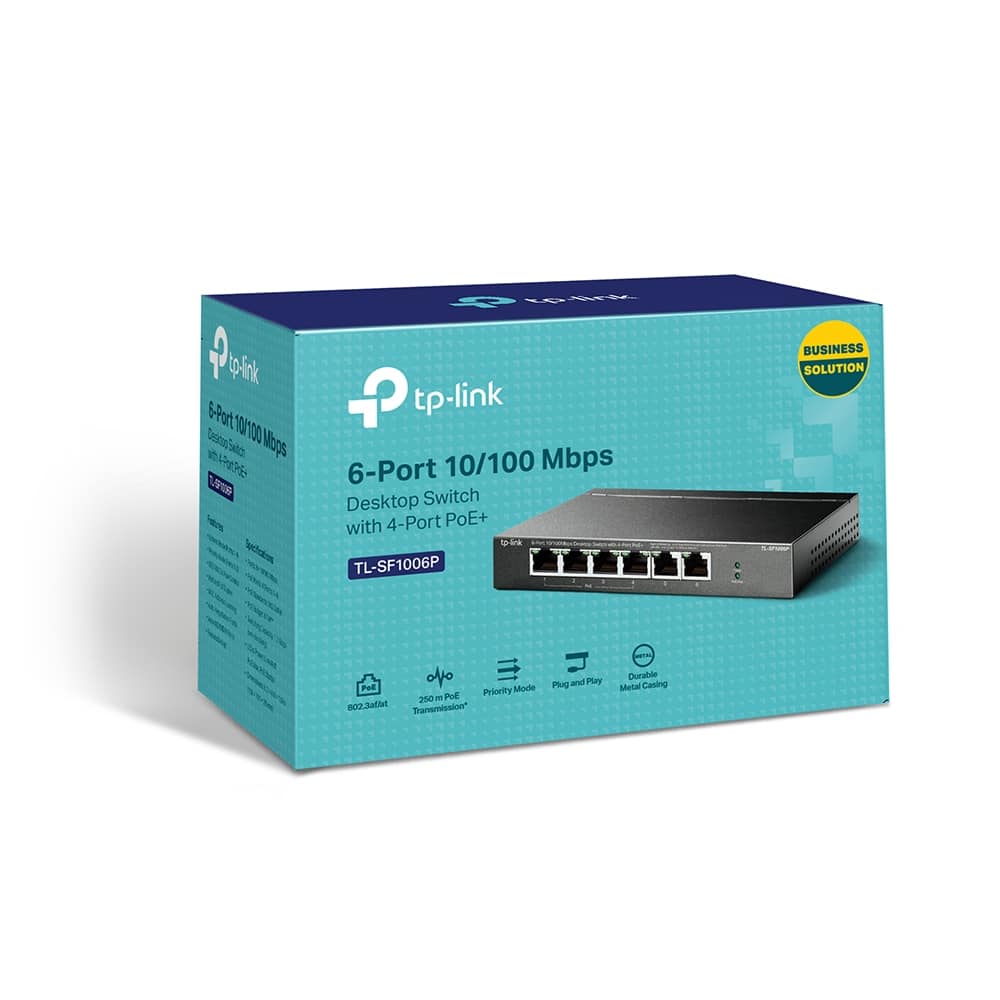 Switch Tp-Link 6 Portas 10/100 Mbps Desktop com 4 Portas POE+ - Image 3