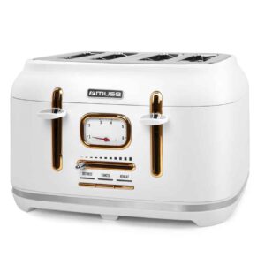 Torradeira Muse MS-131BC Vintage 4 Tostas   Acobreado e Branco
