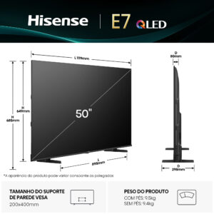 Alternative view of TV Hisense QLED 50" Uhd 50E7Q Smart TV
