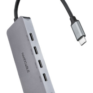 Hub Nanocable USB-C > 4xUSB-C + USB-C PD 100W 10 CM Cinza