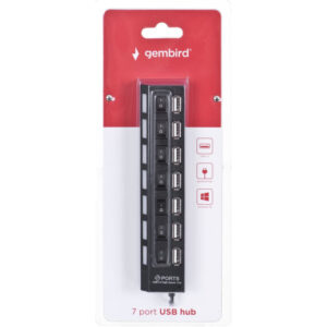 Hub Usb 2.0 Gembird UHB-U2P7-03 Saidas 7xUSB 2.0 com interruptores e Carregador