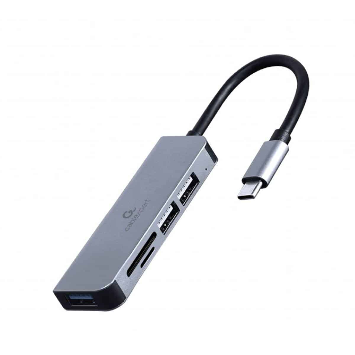 Hub Type-C Gembird  UHB-CM-CRU3P1U2P2-01 1xUSB  3.0 2xUSB 2.0 1x Leitor de Cartões