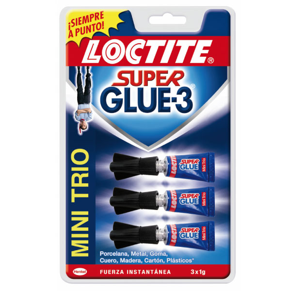 Super Cola 3 Loctite Pack de 3 Super Glue-3 Mini Trio Original