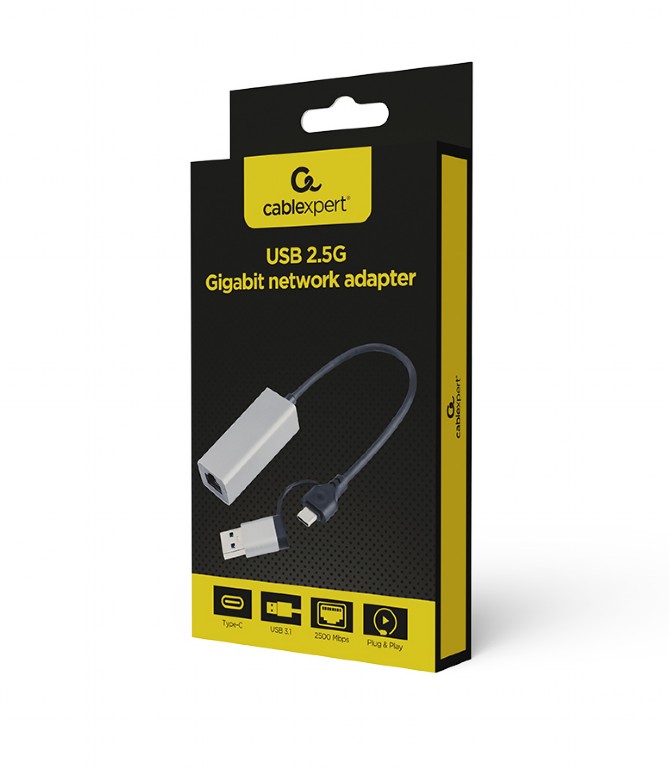 Adaptador Gembird A-USB3AC-LAN2G-01 USB3.0 e Type-C para RJ Gigabit - Image 2