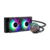 Dissipador Liquido Unykach Aquastorm 240  2 Ventiladores de 120mm  RGB  Visualização Temperatura CPU  Tubo de 350mm