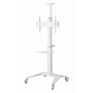 Suporte de Pé Gembird TVS-70T-02-W para TV com rodas e Prateleira suporta 37" a 70" em Alumínio Branco