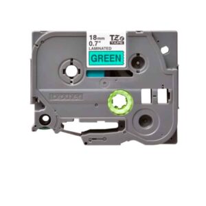 Fita Original Brother TZe741  Laminada Texto Preto em Fundo Verde 18mm x 8 metros