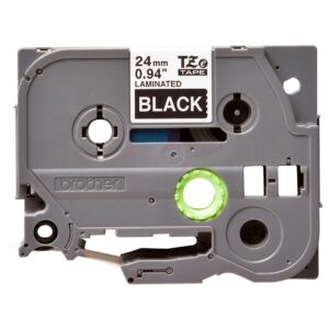 Fita Original Brother TZe355  Laminada  Texto Branco em Fundo Preto 24mm x 8 metros