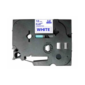 Fita Compatível Brother TZe233  Laminada Texto azul em Fundo Branco  12mm x 8 metros