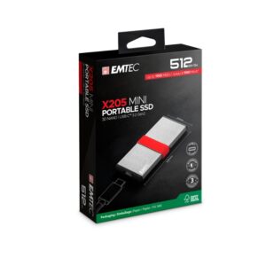 Disco 512Gb SSD EMTEC 3.2Gen2 X205 Portable Externo - Retail