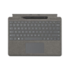 Teclado Microsoft Surface Pro  com trackpad  bandeja de armazenamento e carregamento de Surface Slim Pen 2  QWERTY  com Slim Pen 2 - para Microsoft Surface Pro 8, Pro 8 for Business, Pro 9, Pro 9 for  Cor Platina