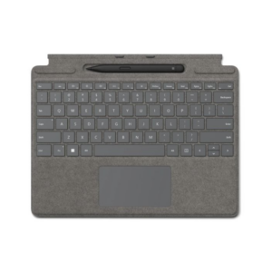 Teclado Microsoft Surface Pro  com trackpad  bandeja de armazenamento e carregamento de Surface Slim Pen 2  QWERTY  com Slim Pen 2 - para Microsoft Surface Pro 8, Pro 8 for Business, Pro 9, Pro 9 for  Cor Platina