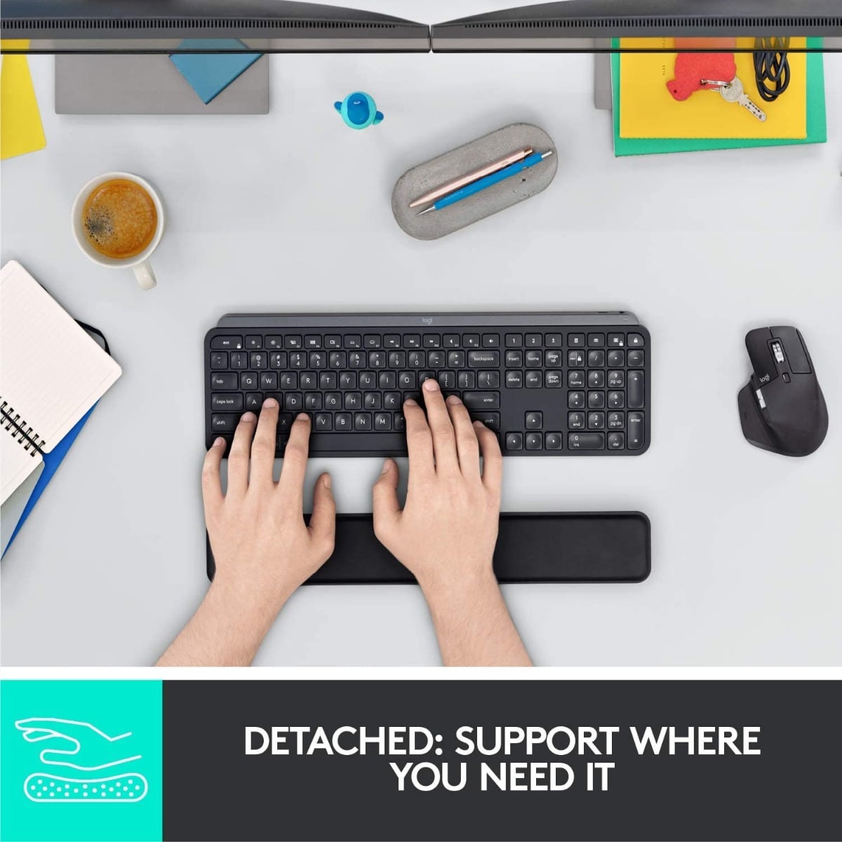 Apoio Pulso Logitech Mx para Teclado Preto - Image 3