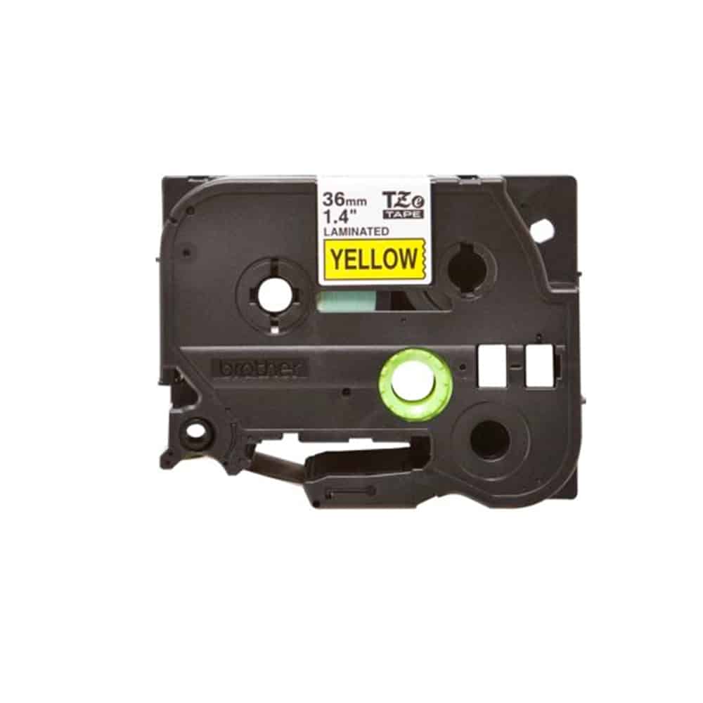 Fita Original Brother TZe661 Laminada Texto Preto em Fundo Amarelo 36mm x 8 metros
