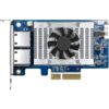 Adaptador de Rede QNAP QXG-10G2T  PCIe 3.0 x4 baixo perfil  100M/1G/2.5G/5G/10 Gigabit Ethernet x 2