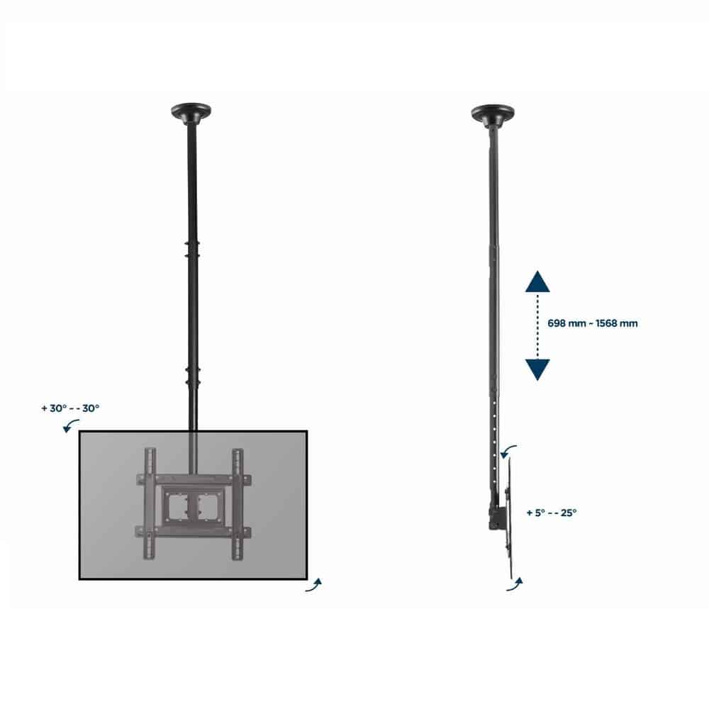 Suporte de Teto Gembird Para TV 32" a 70" até 50Kg Vesa 400mmx400mm - Image 4